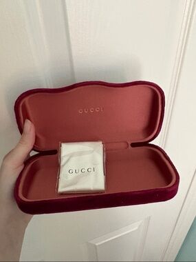 Gucci Burgundy Velvet Sunglasses Case with Gold Logo